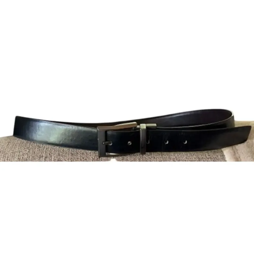 Calvin Klein Men’s Black Leather Belt Silver Tone Buckle Approx 42
